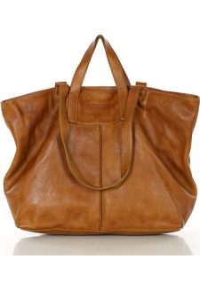 MARCO MAZZINI camel shopper kožená kabelka