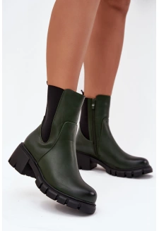 Dámské kotníkové boty Kyra z eko‑kůže – tmavě zelené