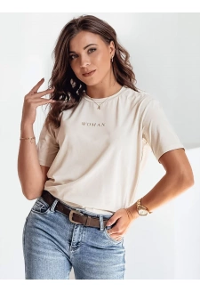 T-shirt damski WOMAN beżowy Dstreet RY2552
