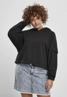 Dámská krátká pracovní mikina s kapucí černá