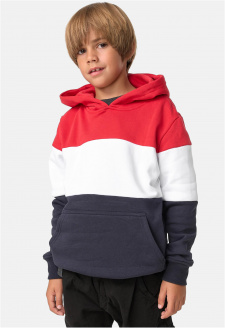 Chlapecká 3-Tone Hoody fire red/white/navy