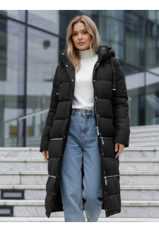 Kurtka damska zimowa długa czarna Dstreet TY5151