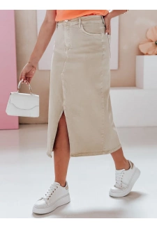 Spódnica jeansowa maxi TELL ME MAXI beżowa Dstreet CY0480