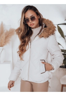 Kurtka damska zimowa COLDLIKE pikowana z kapturem biała Dstreet TY5002