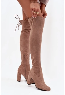 Dámské kozačky na sloupkovém podpatku Xamarin – béžové