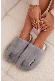 Dámské huňaté pantofle – šedé Belinna