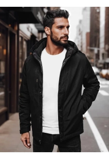 Kurtka męska przejściowa z kapturem czarna Dstreet TX4997