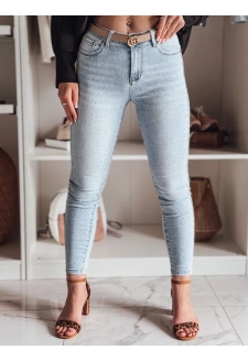 Spodnie damskie jeansowe skinny ze zdobieniem GLAMSKIN niebieskie Dstreet UY2442