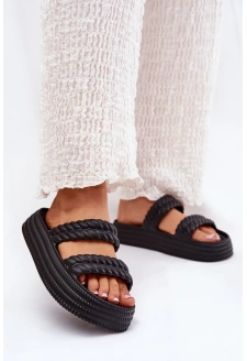 Dámské lehké pěnové pantofle na platformě S.Barski – černé