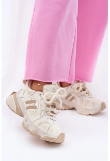 Dámské kožené sneakersy GOE – béžové