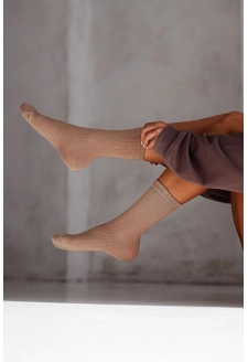 Dámské ponožky s proužky – béžové