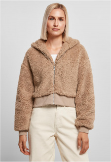 Dámská krátká oversized bunda Sherpa softtaupe