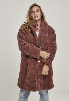 Dámský oversized kabát Sherpa darkrose