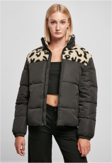 Dámská bunda AOP Sherpa Mixed Puffer Jacket černá/sandleo