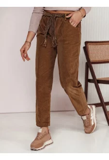 Dámské kalhoty one size SOFTYLA s pruhy v barvě camel Dstreet UY2279