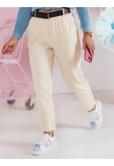 Spodnie damskie casualowe z paskiem SOFELIA jasnożółte Dstreet UY2507