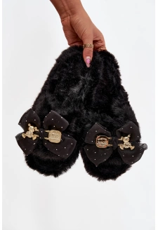 Dámské pantofle s kožíškem Nolara – černé
