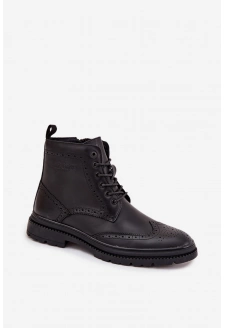 Pánské kožené kotníkové boty Lee Cooper – černé