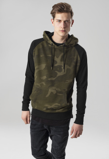 Camo Contrast Raglan Hoody olivový camo/blk