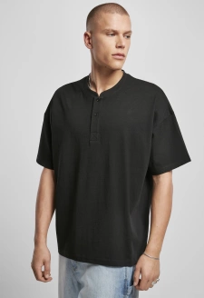 Oversized tričko Henley černé