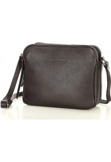 MARCO MAZZINI Tmavě hnědá dvoukomorová kožená crossbody kabelka