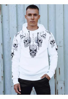 Pánská mikina s kapucí bílá Dstreet BX5840