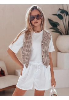 Spodenki damskie lniane RELAX TIME białe Dstreet SY0462