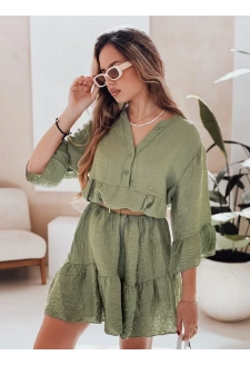 Sukienka letnia muślinowa LYVONNE ciemnozielona Dstreet EY2616