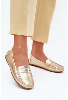 Dámské mokasíny z eko kůže Lenvie – zlaté