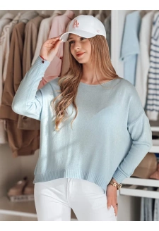 Sweter damski one size oversize gładki SENZIA błękitny Dstreet MY2448