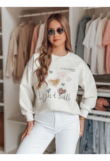Bluza damska oversize z sercami PINKNOTE szara Dstreet BY1501