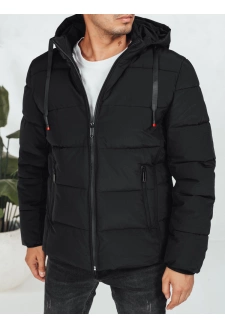 Kurtka męska zimowa pikowana z kapturem czarna Dstreet TX5060