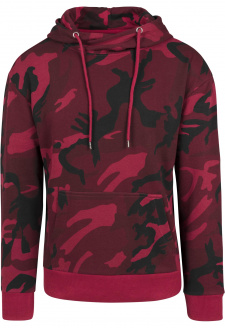 High Neck Camo Hoody Vínové maskování