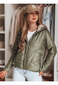 Kurtka damska przejściowa pikowana z kapturem NIVESSO zielona Dstreet TY4857