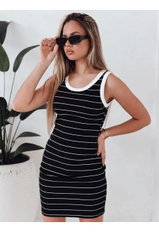 Sukienka damska mini prążkowana w paski PREFAB czarna Dstreet EY2578
