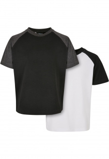 Boys Raglan Contrast Tee 2-Pack bílá/černá+černá/uhlová