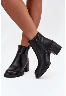 Dámské kotníkové boty na podpatku Alvena – černé
