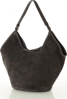 MARCO MAZZINI Tmavě hnědá kožená hobo kabelka