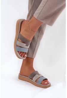 Dámské pohodlné pantofle Oxena – béžovo-modré