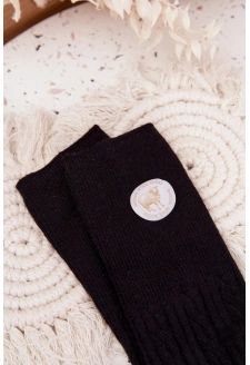 Dámské dlouhé vlněné ponožky – černé