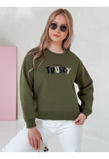 Bluza damska oversize z haftem SOFTRUS zielona Dstreet BY1409