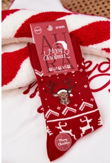 Pánské vánoční ponožky s motivem soba – červené