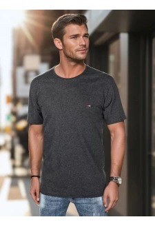 T-shirt męski z haftem ciemnoszary Dstreet RX5634