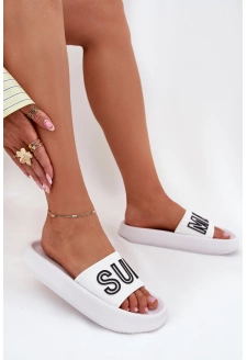 Dámské pantofle na masivní podrážce – bílé Vinceza