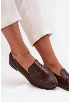 Dámské mokasíny (loafersy) z eko kůže Bessina – čokoládové