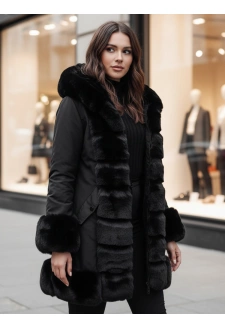 Kurtka damska z futerkiem FURRWINT czarna Dstreet TY4772z