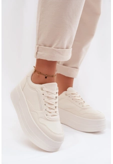 Dámské tenisky na masivní platformě Feressa – světle béžové