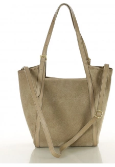 MARCO MAZZINI Béžová prostorná kožená shopper kabelka