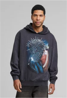 Thorned Mask Oversize Hoody černá s kyselým praním