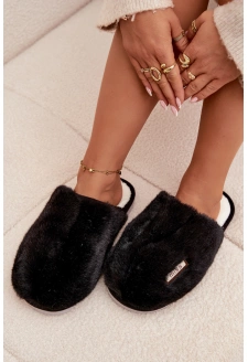 Dámské huňaté pantofle – černé Belinna